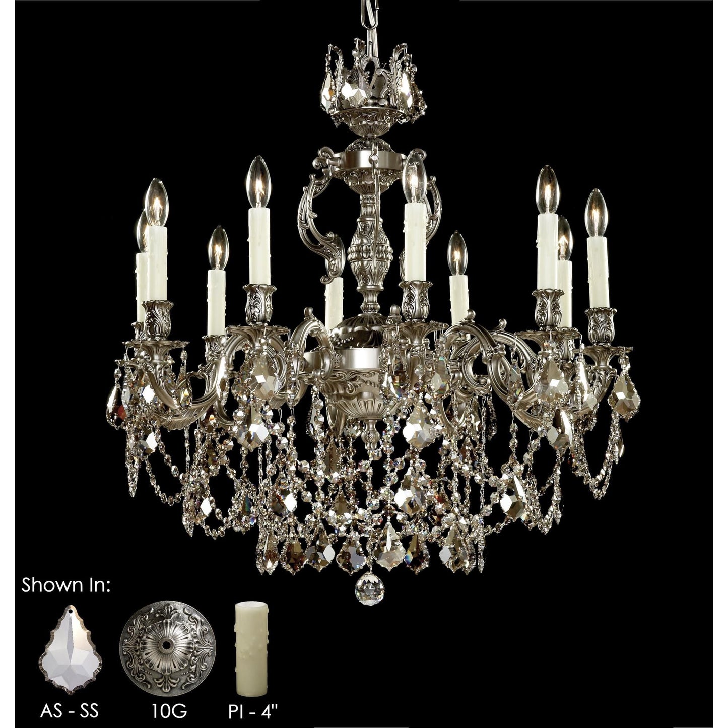 American Brass And Crystal Rosetta 10 Light Chandelier Cp131040