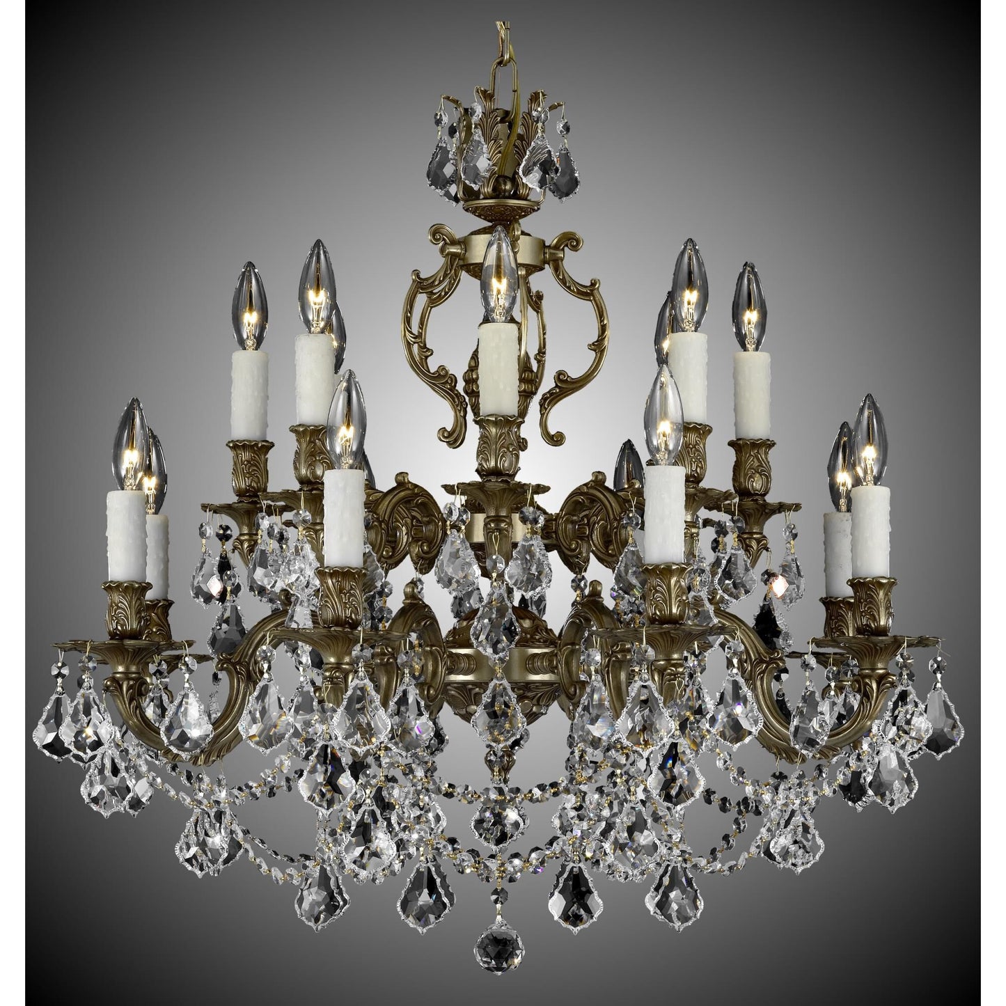 American Brass And Crystal Rosetta 16 Light Chandelier Cp131041