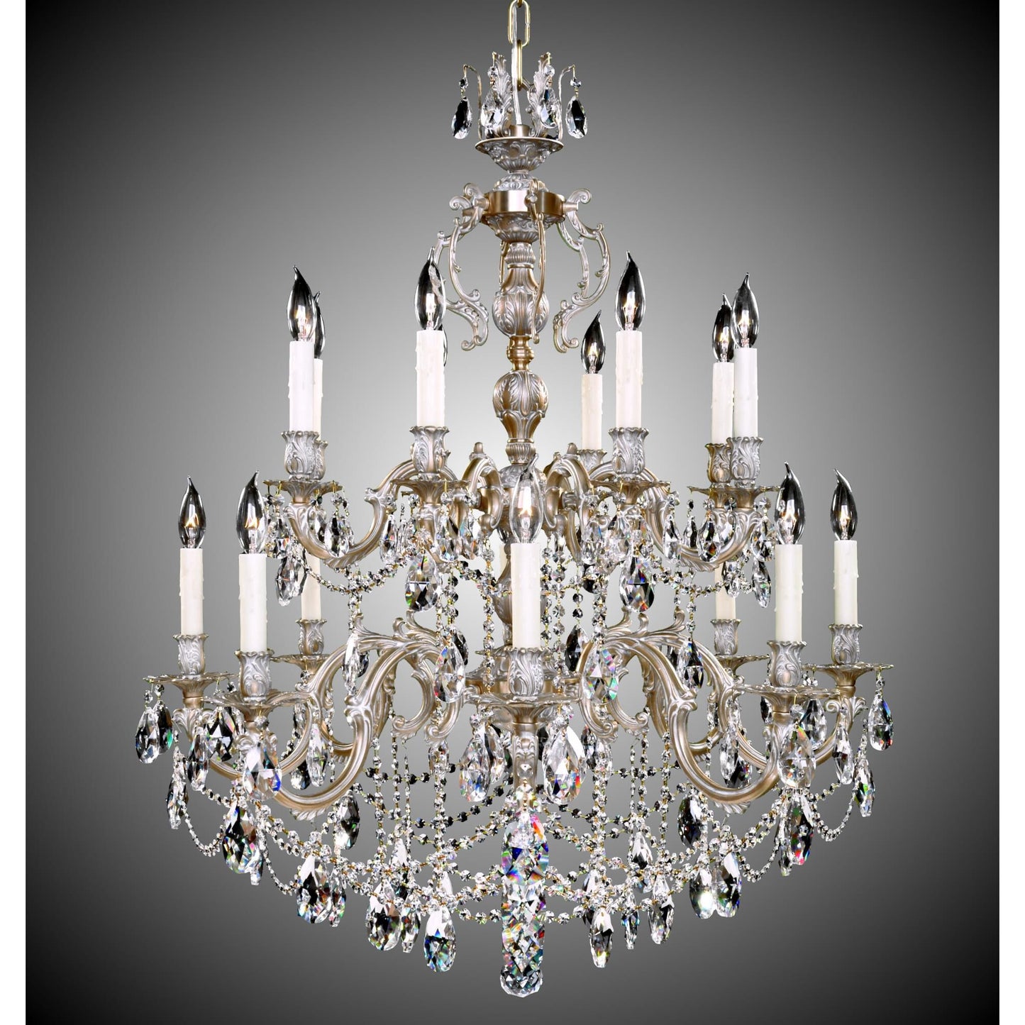 American Brass And Crystal Rosetta 16 Light Chandelier Cp131045