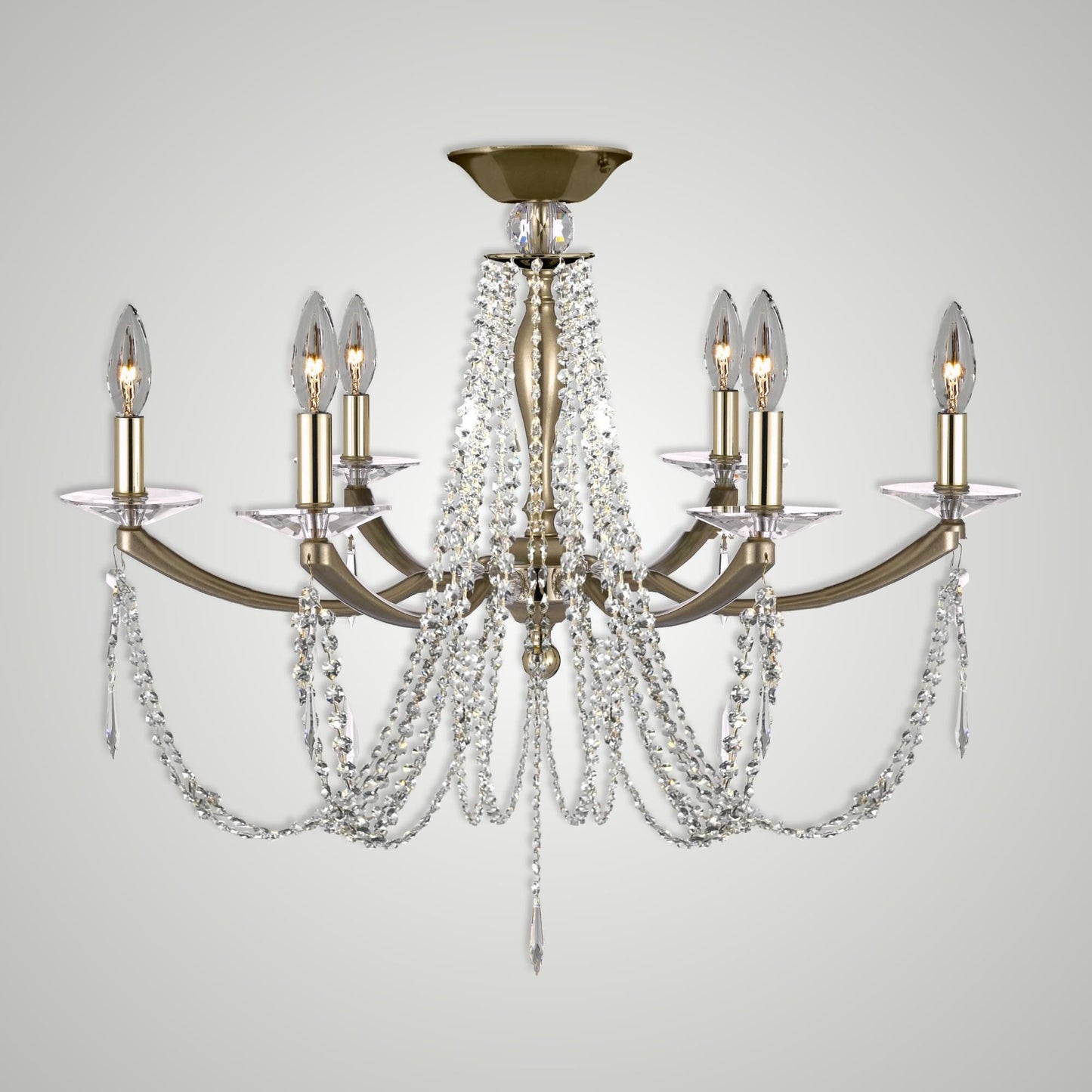 American Brass And Crystal Kensington 26 Inch 6 Light Semi Flush Mount Cp791753