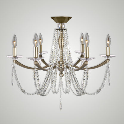 American Brass And Crystal Kensington 26 Inch 6 Light Semi Flush Mount Cp791753