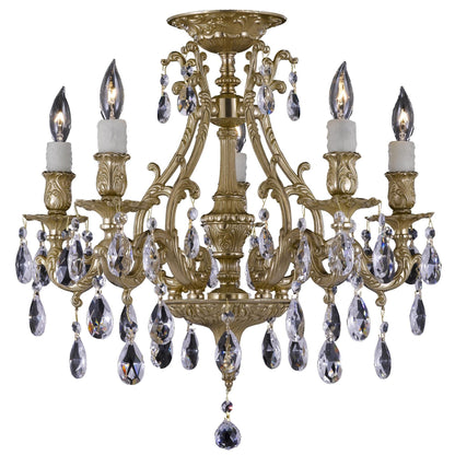 American Brass And Crystal Chateau 5 Light Flush Mount Cp363317