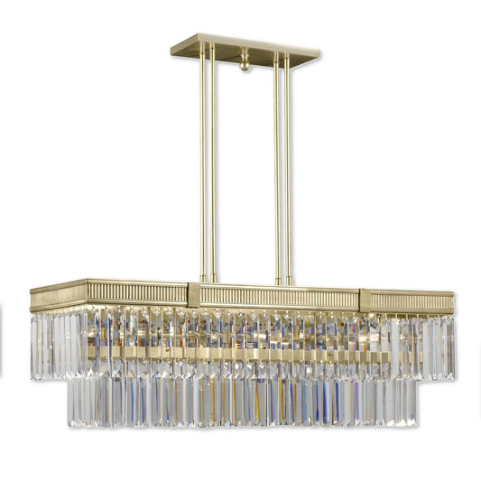 American Brass And Crystal American Brass And Crystal Valencia 13 Inch 12 Light Linear Suspension Light Cp415600