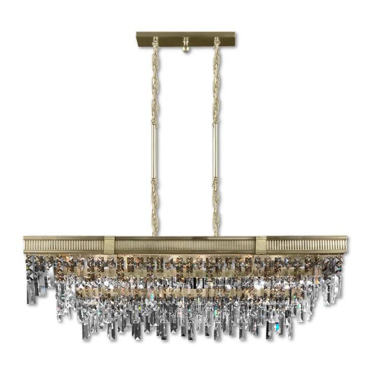 American Brass And Crystal Valencia 17 Inch 12 Light Linear Suspension Light Cp776411