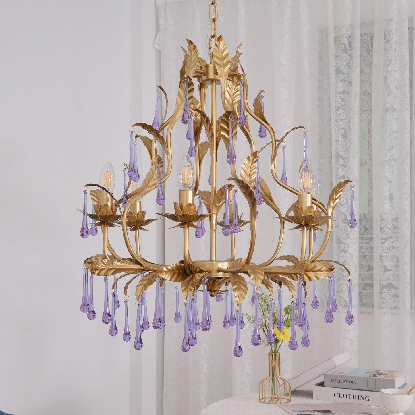 Amethyst Drops Glass Chandelier