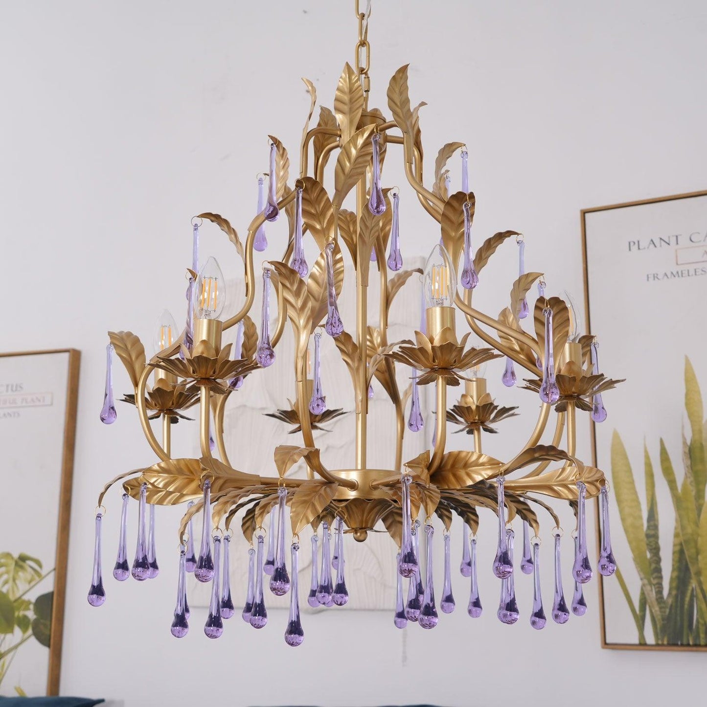 Amethyst Drops Glass Chandelier