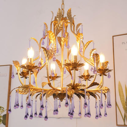 Amethyst Drops Glass Chandelier