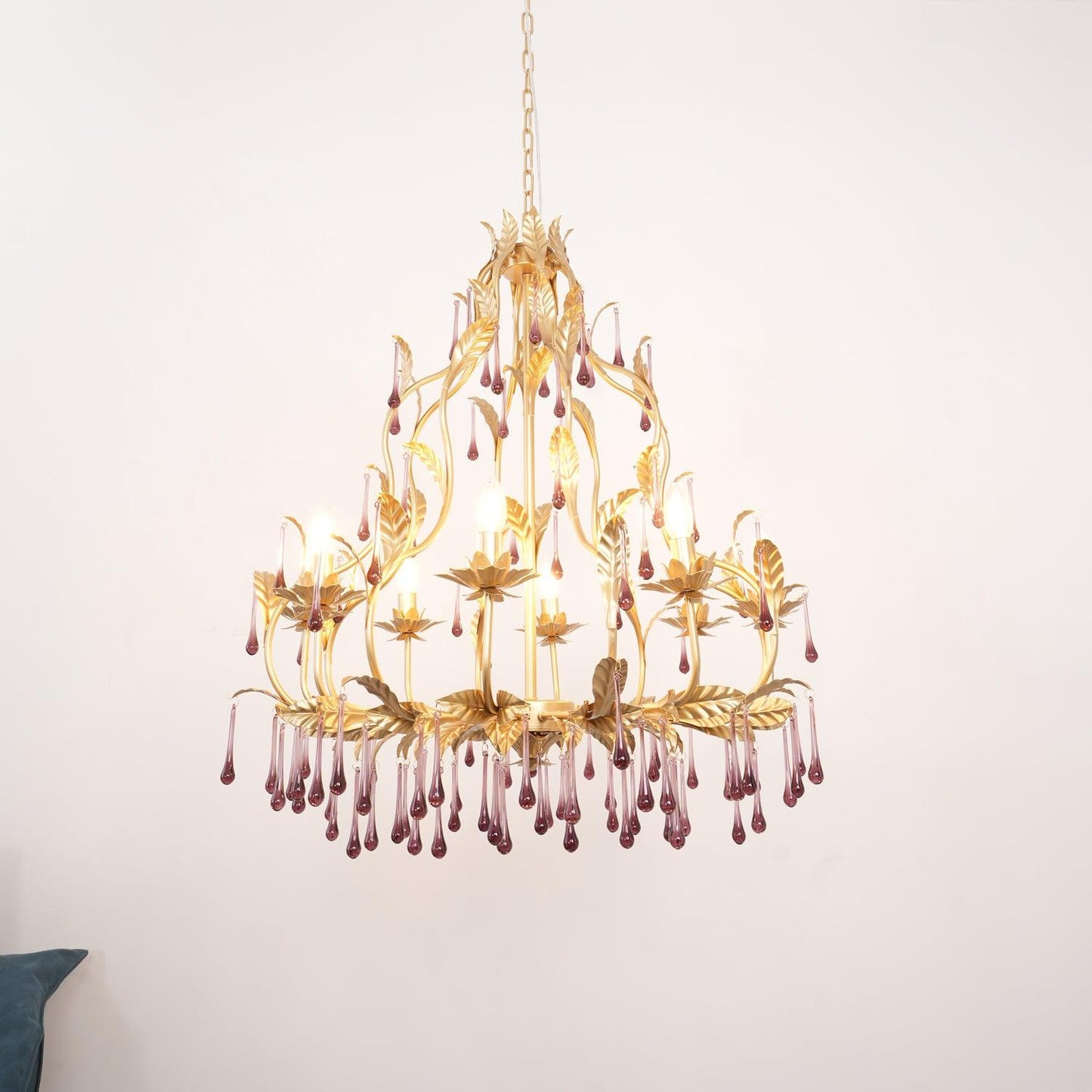 Amethyst Drops Glass Chandelier