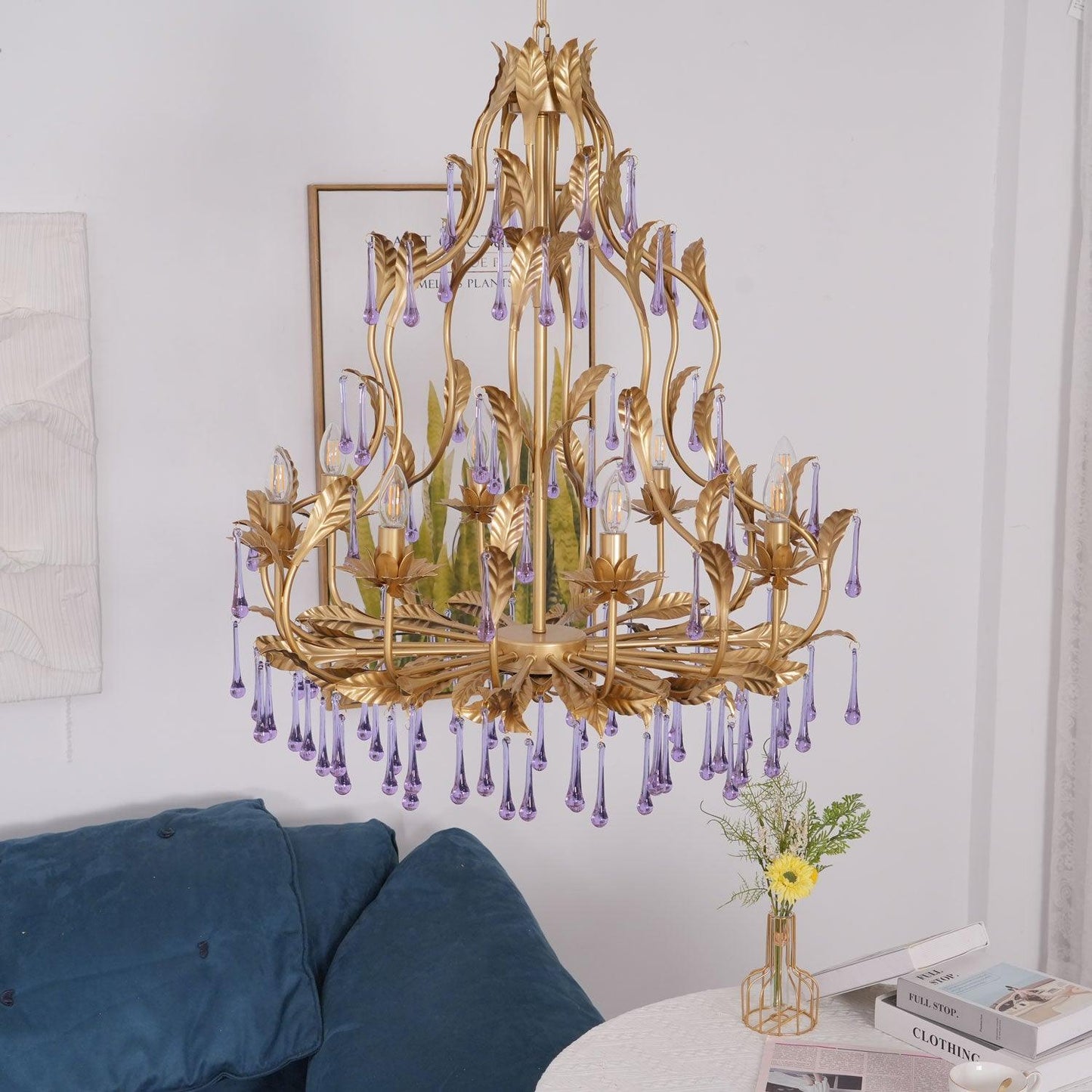 Amethyst Drops Glass Chandelier