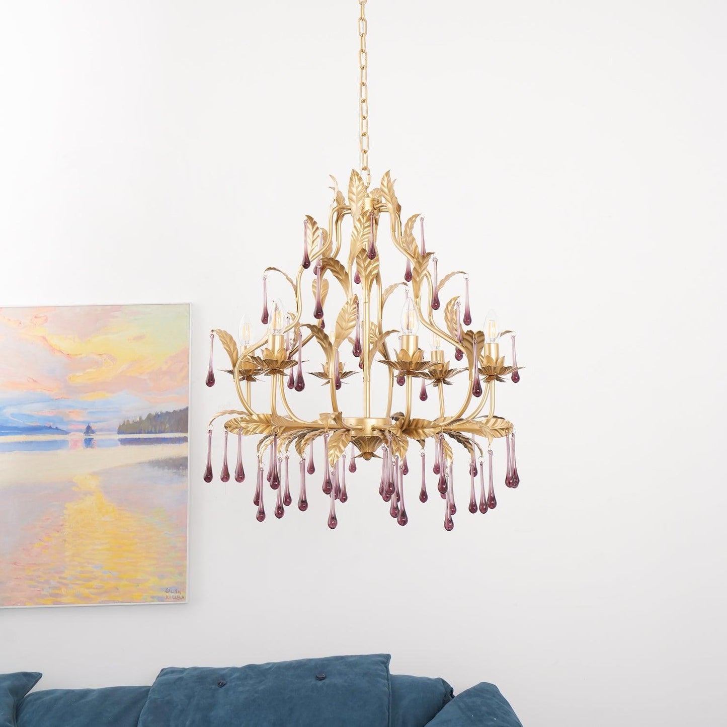 Amethyst Drops Glass Chandelier