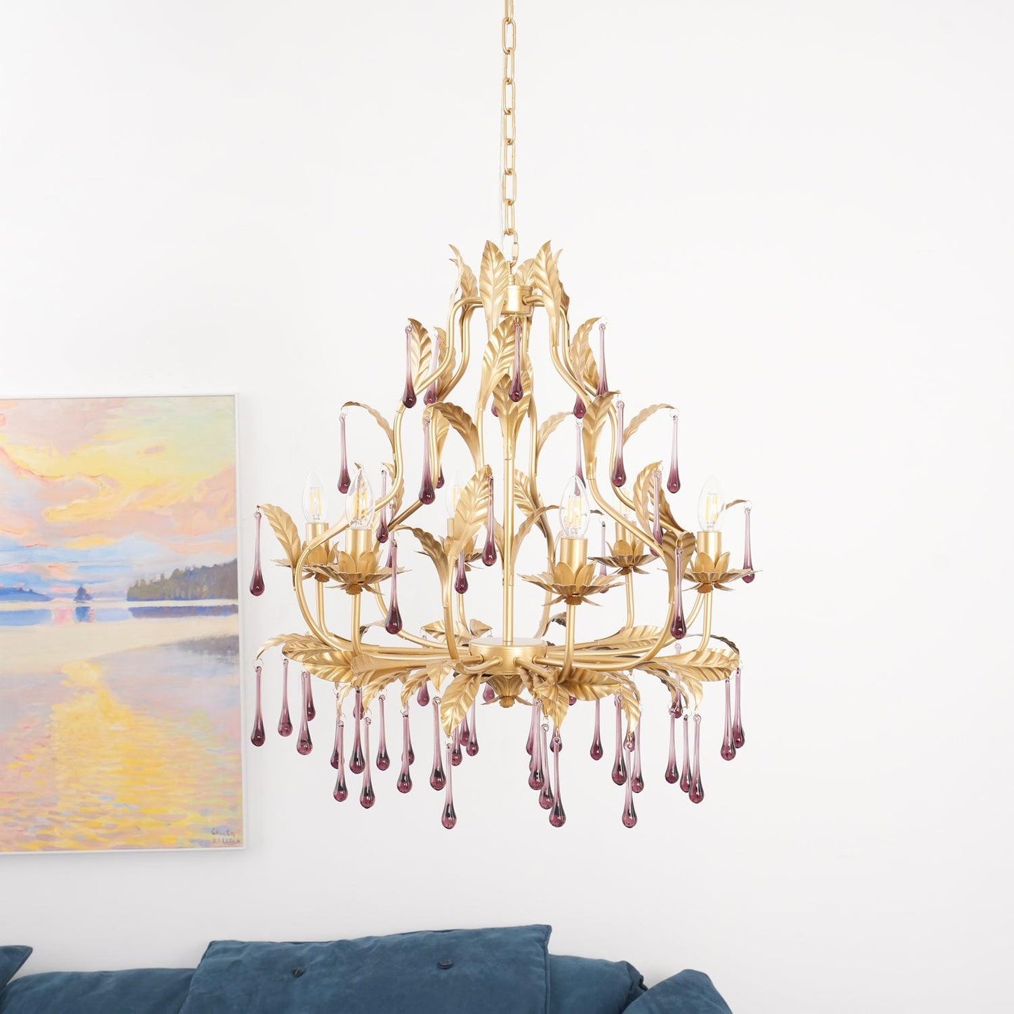 Amethyst Drops Glass Chandelier