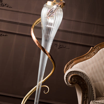 Gold Crystal Twisted Design Floor Lamp