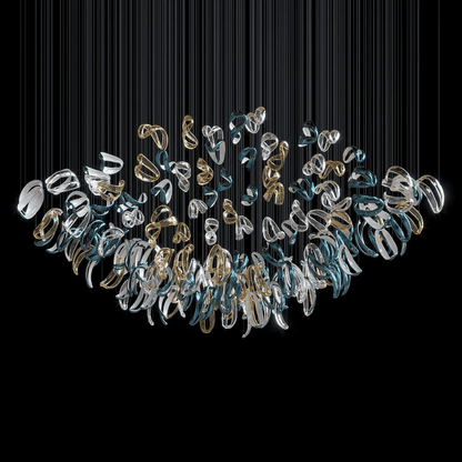 Aqua Ripple Glass Art Customize Chandelier