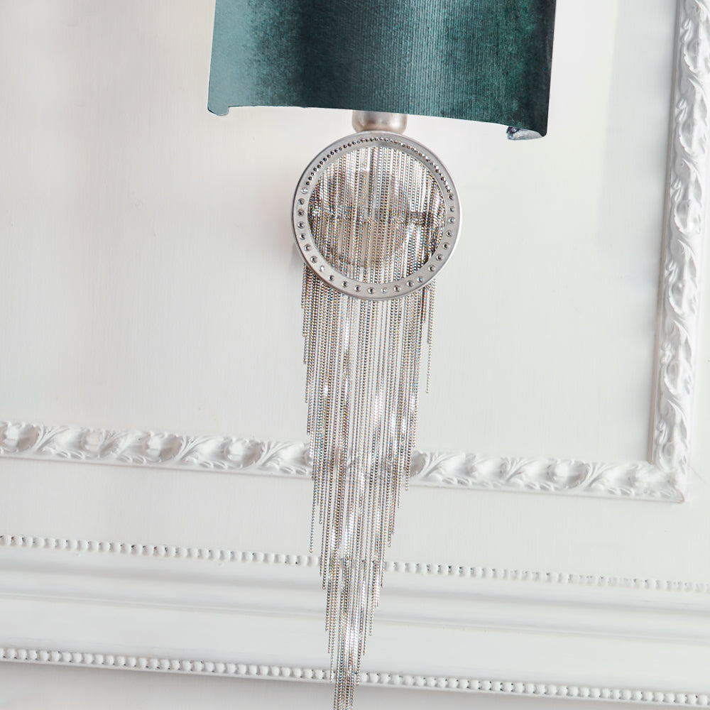 Silver Crystal Velvet Wall Light