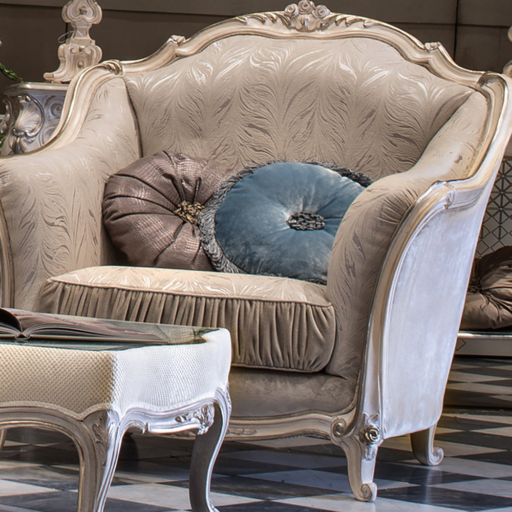 Classic Italian Luxury Grey Velvet Armchair