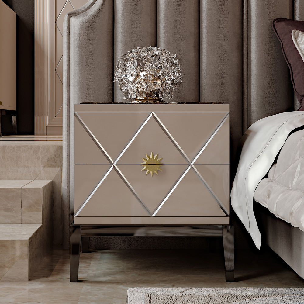 Art Deco Inspired Italian Designer Lacquered Bedside Cabinet