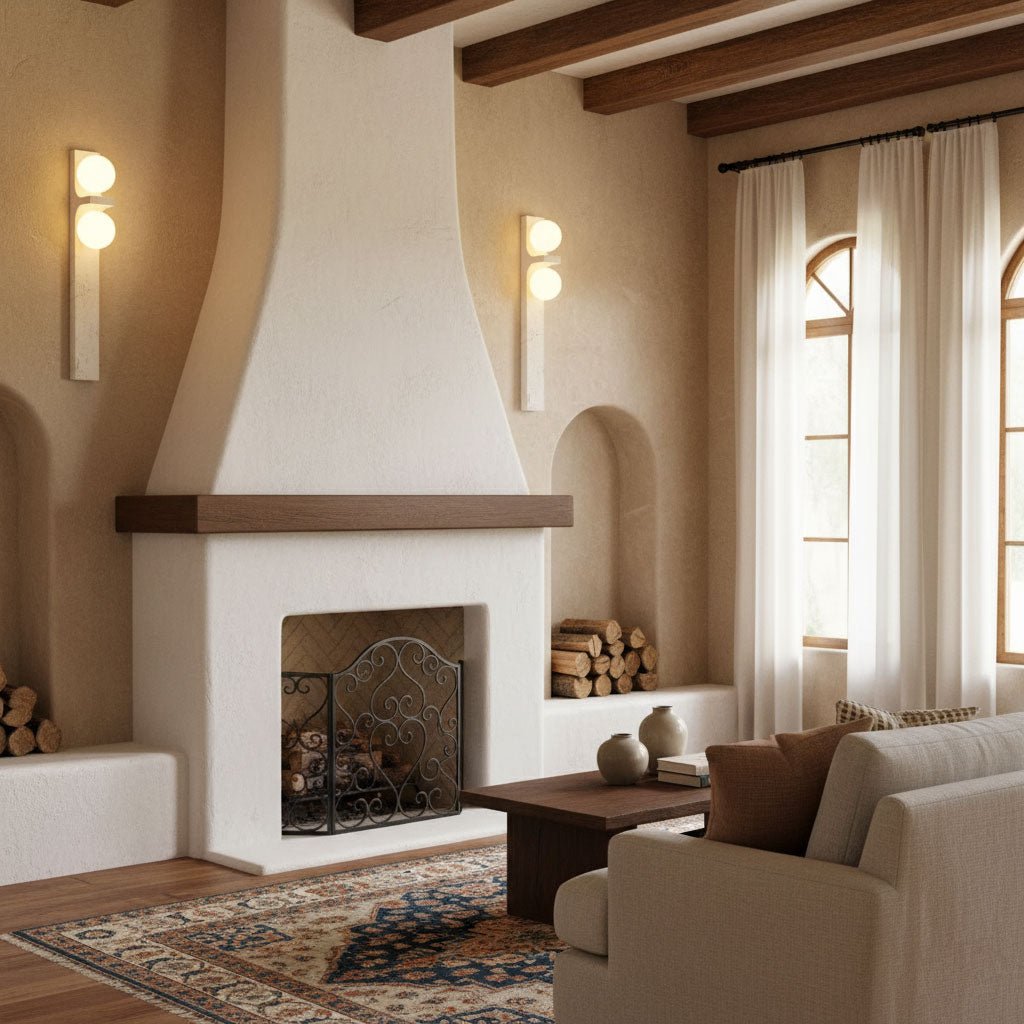 Asymmetrical Travertine Wall Sconce