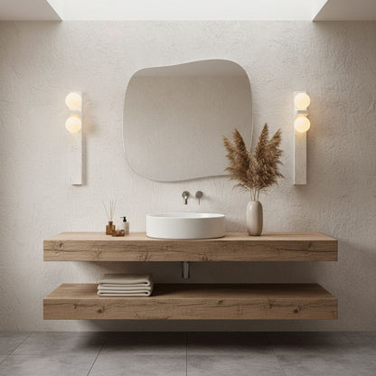 Asymmetrical Travertine Wall Sconce