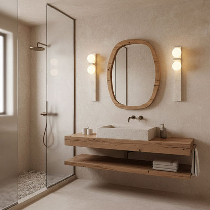 Asymmetrical Travertine Wall Sconce