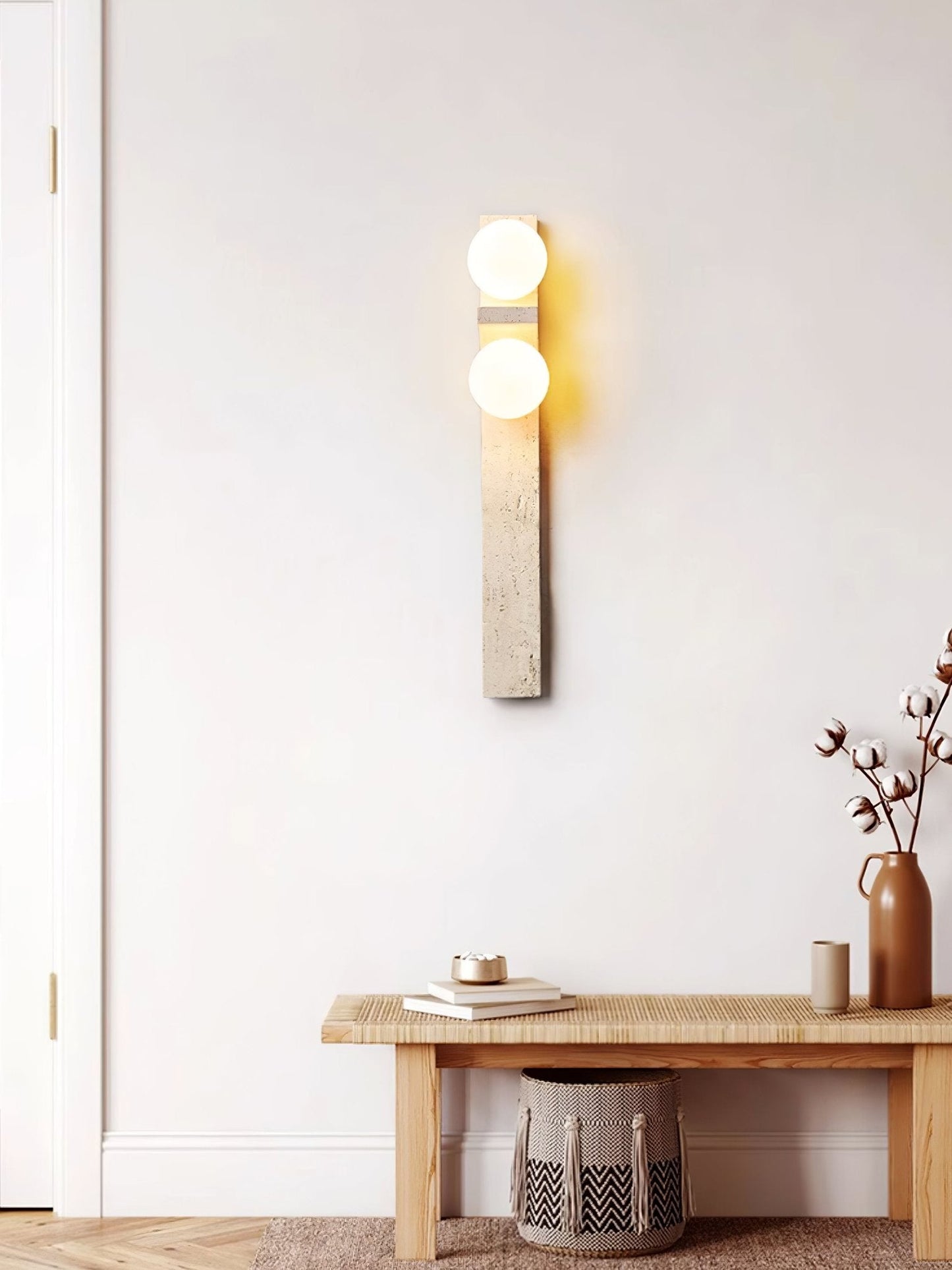Asymmetrical Travertine Wall Sconce