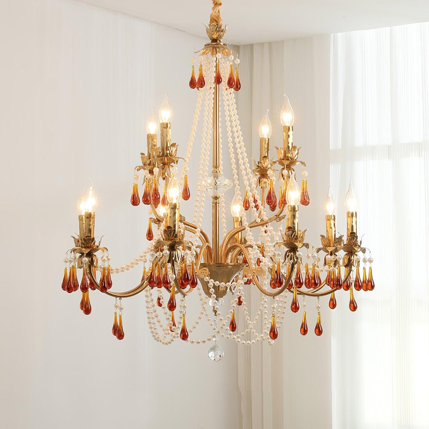 Aureate Amber Crystal Chandelier