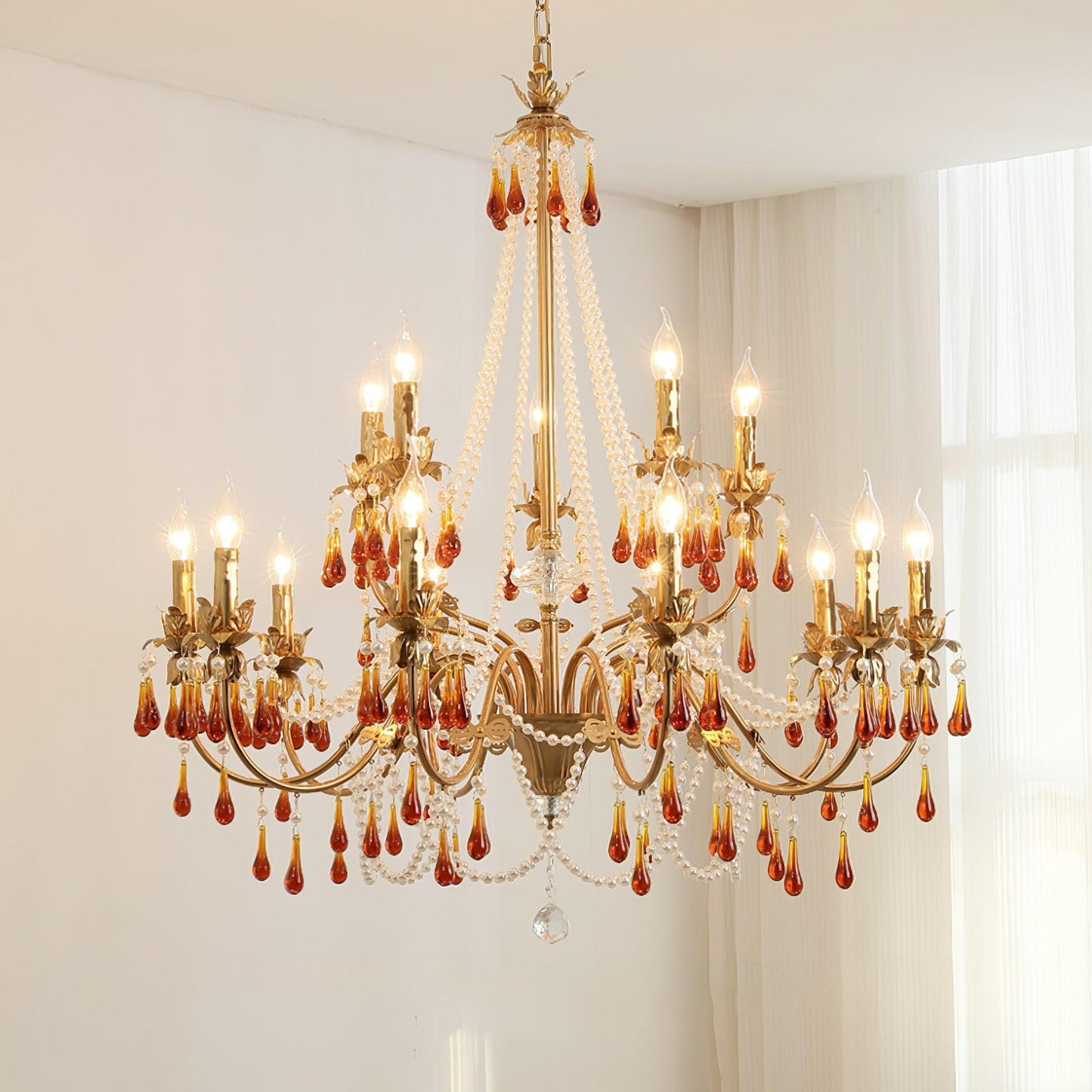 Aureate Amber Crystal Chandelier