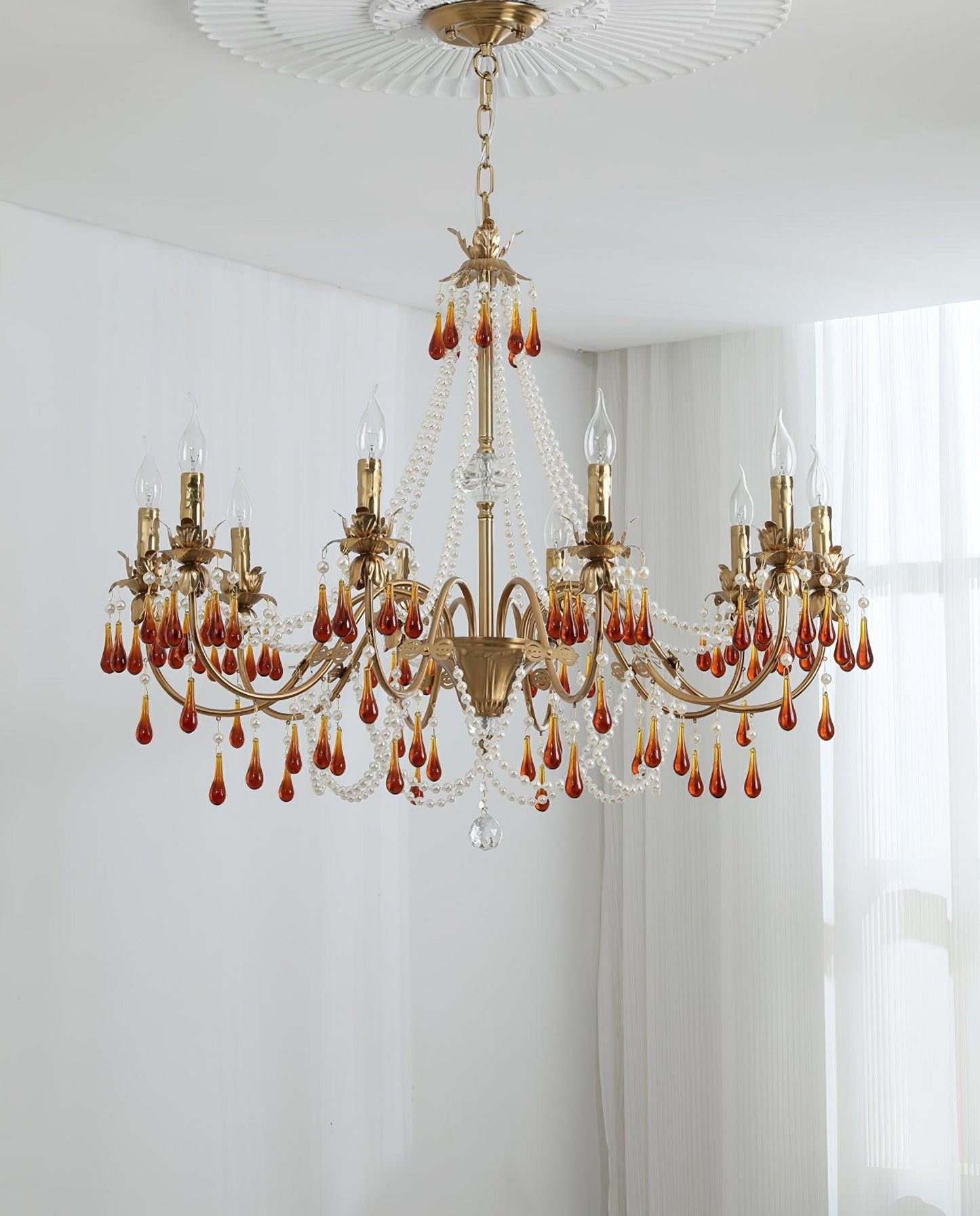 Aureate Amber Crystal Chandelier