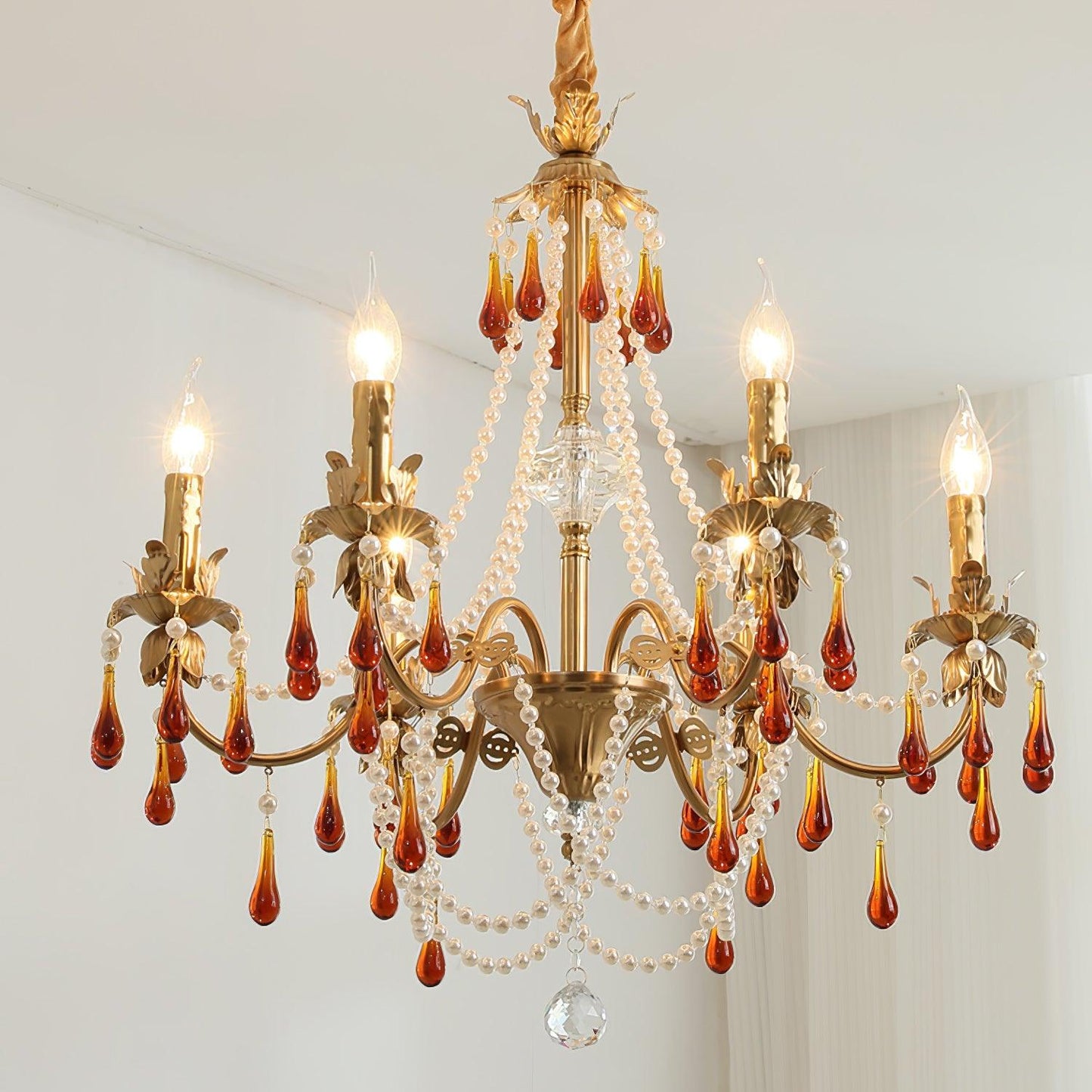 Aureate Amber Crystal Chandelier