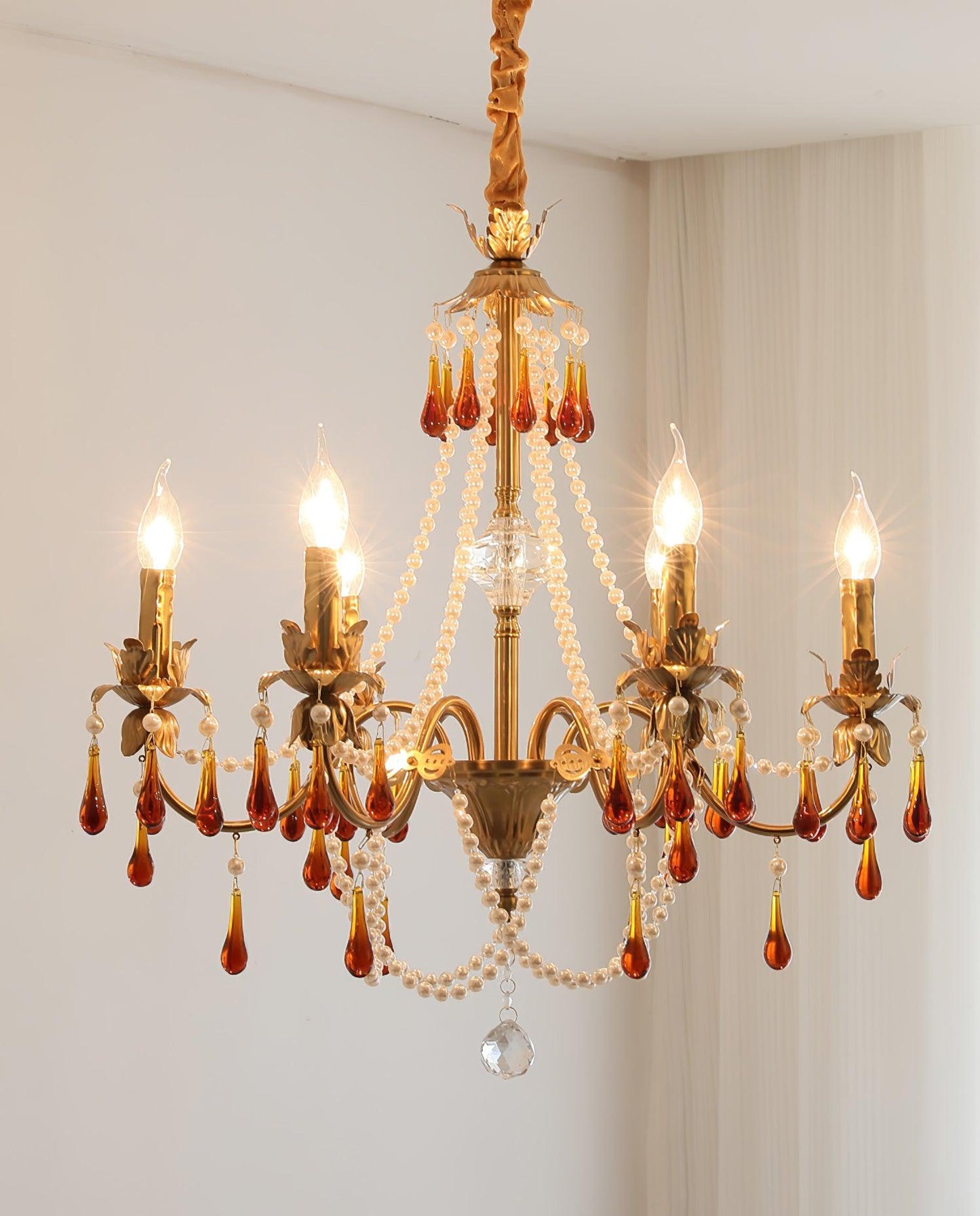 Aureate Amber Crystal Chandelier