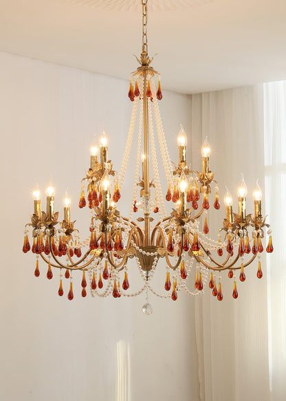 Aureate Amber Crystal Chandelier