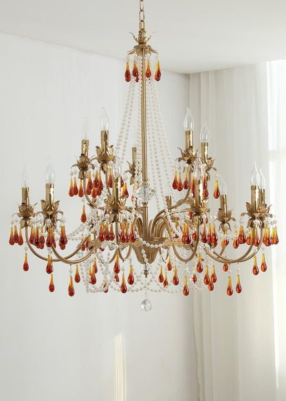 Aureate Amber Crystal Chandelier