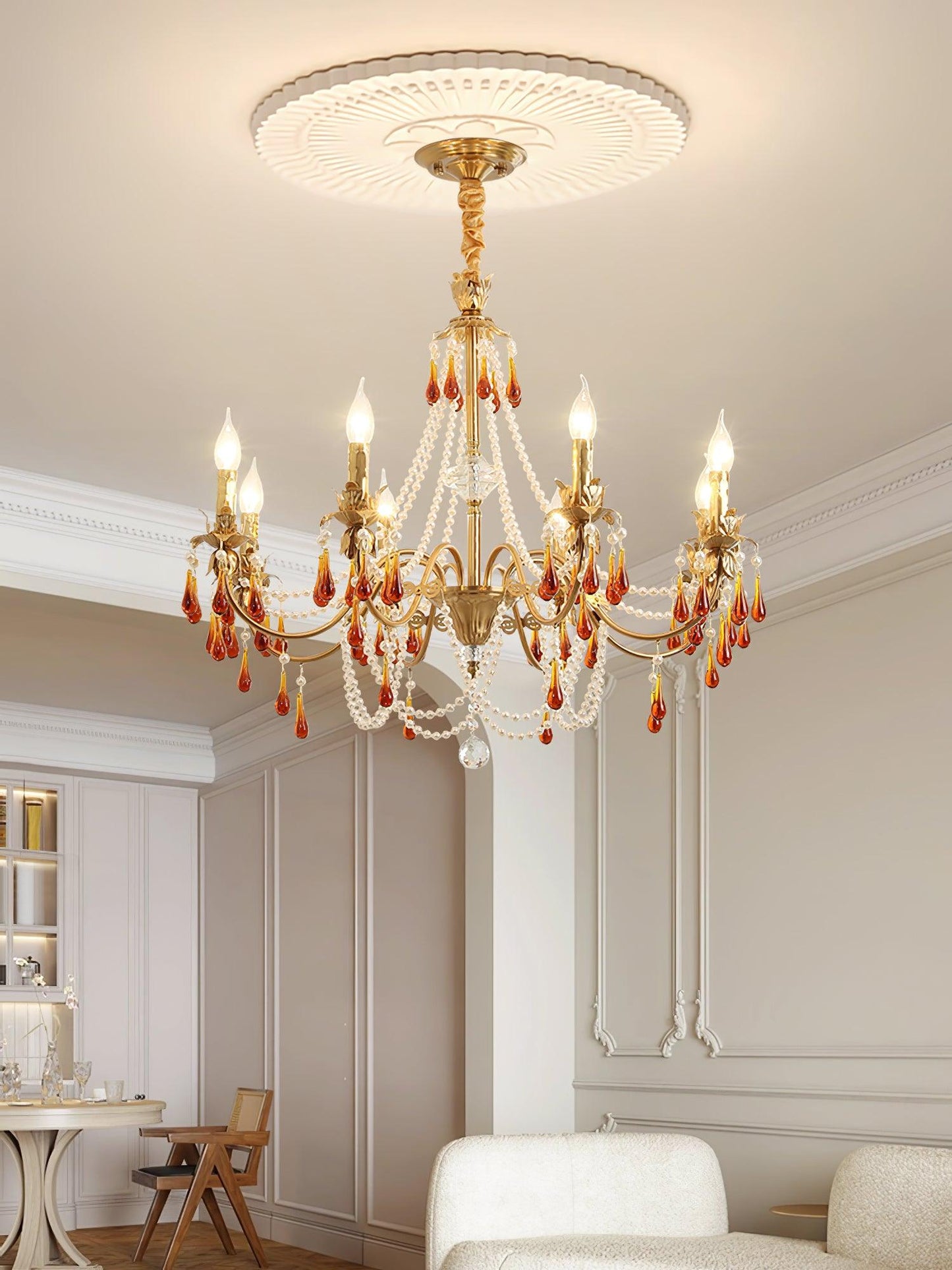 Aureate Amber Crystal Chandelier