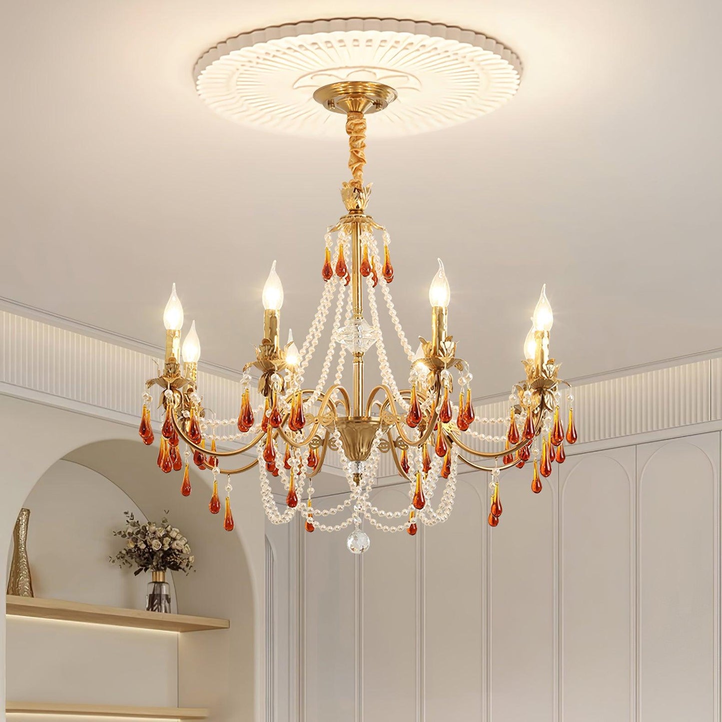 Aureate Amber Crystal Chandelier