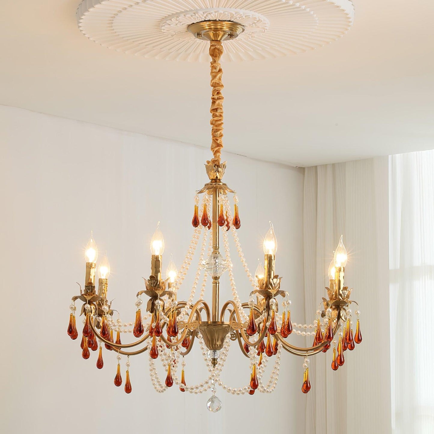 Aureate Amber Crystal Chandelier