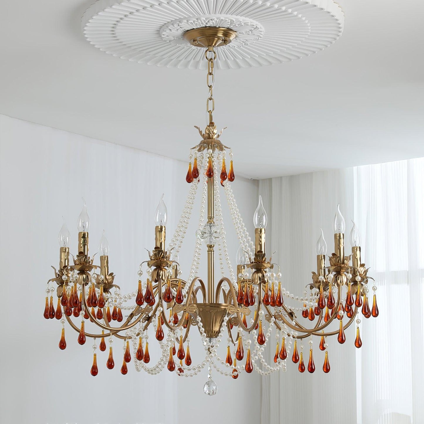 Aureate Amber Crystal Chandelier