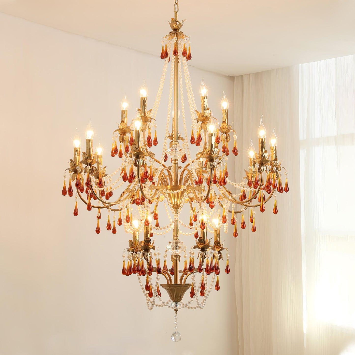 Aureate Amber Crystal Chandelier