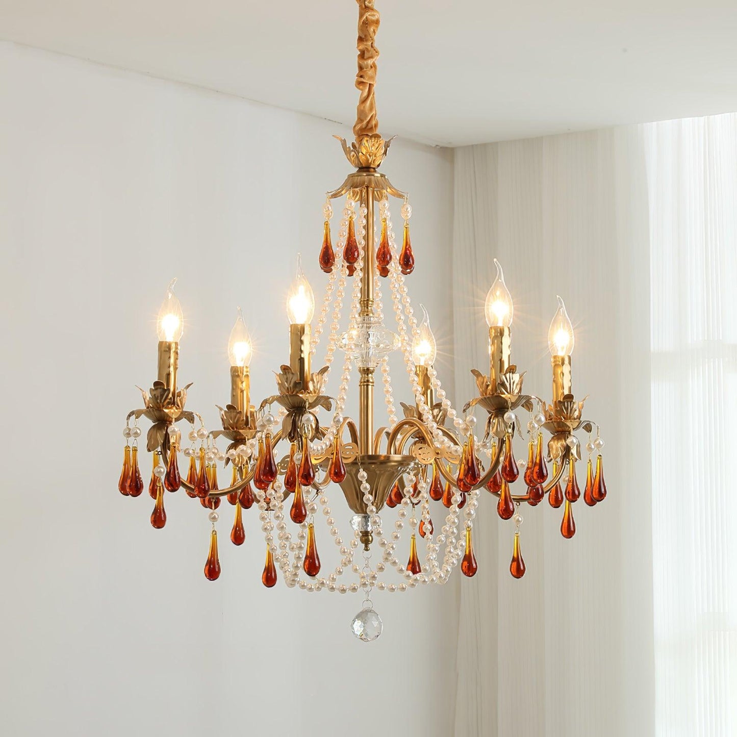 Aureate Amber Crystal Chandelier