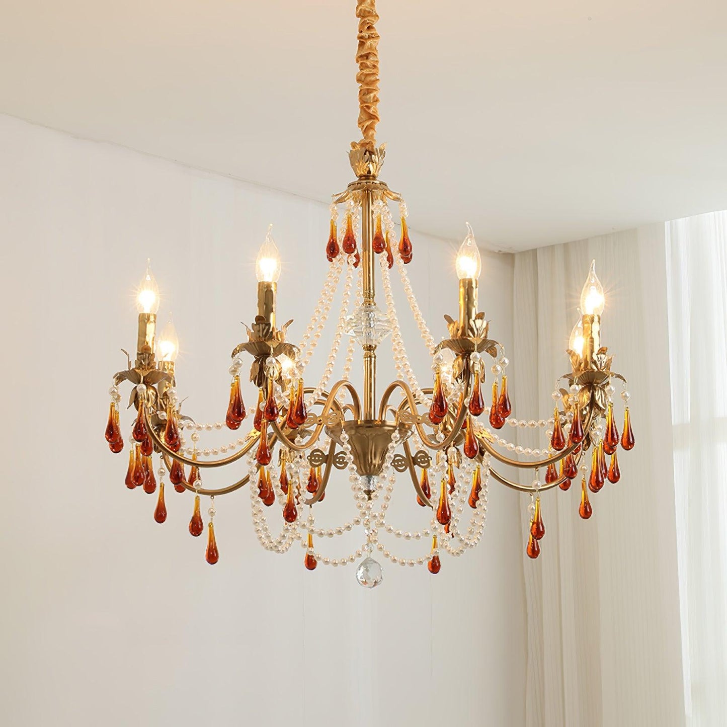 Aureate Amber Crystal Chandelier