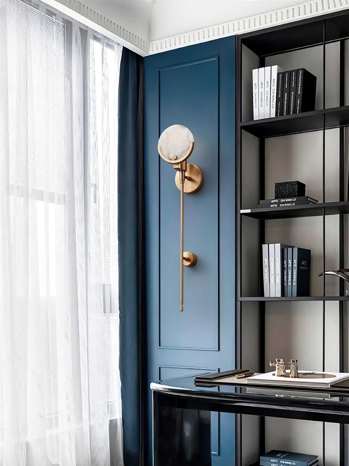 Ava Brass Alabaster Wall Lamp