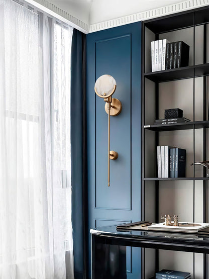 Ava Brass Alabaster Wall Lamp