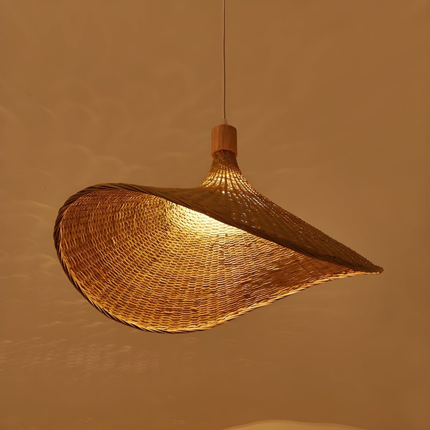 Rattan Weave Hat Droplight Pendant Light