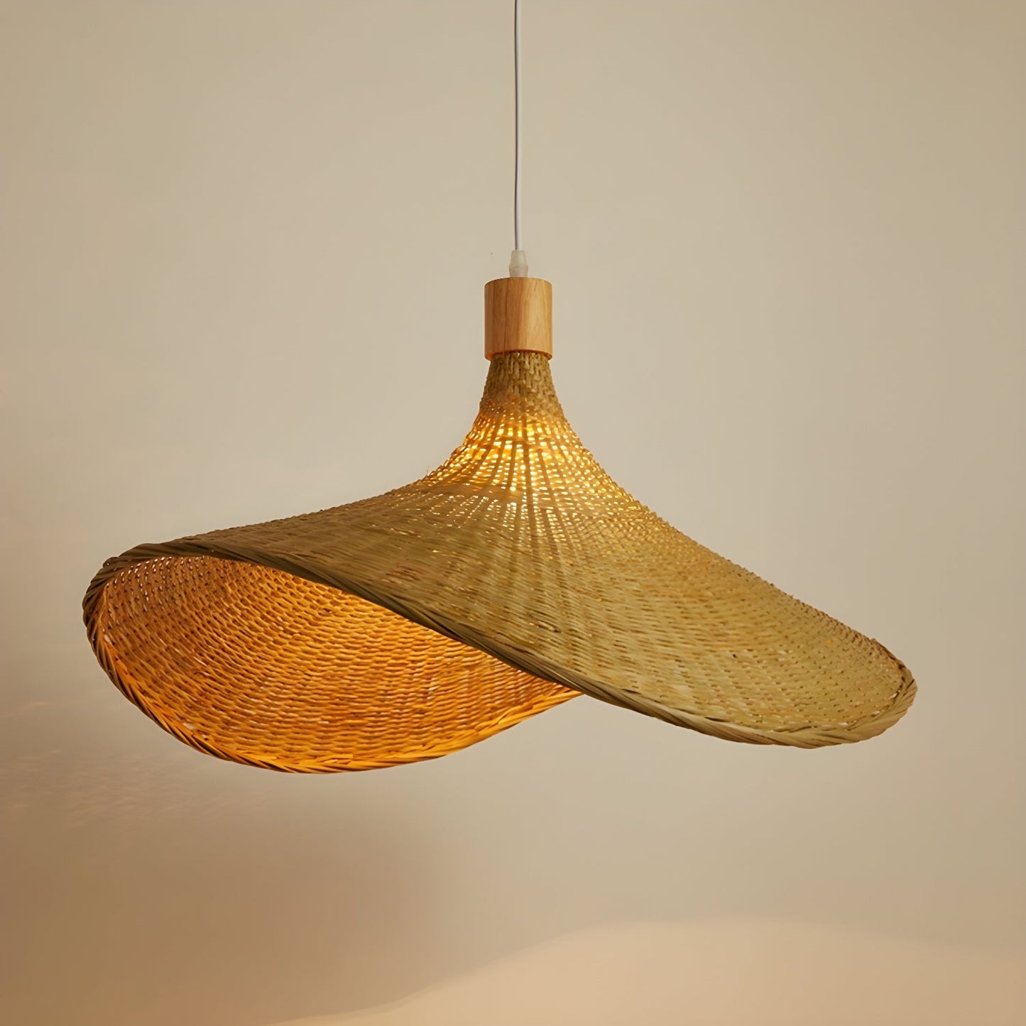 Rattan Weave Hat Droplight Pendant Light