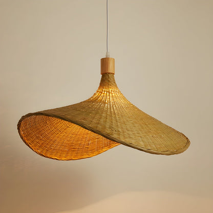 Rattan Weave Hat Droplight Pendant Light