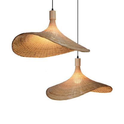 Rattan Weave Hat Droplight Pendant Light