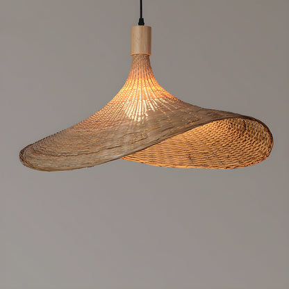 Rattan Weave Hat Droplight Pendant Light