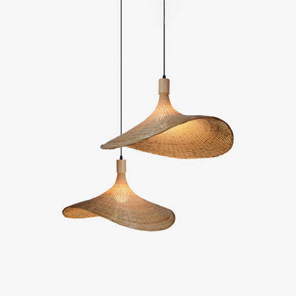 Rattan Weave Hat Droplight Pendant Light