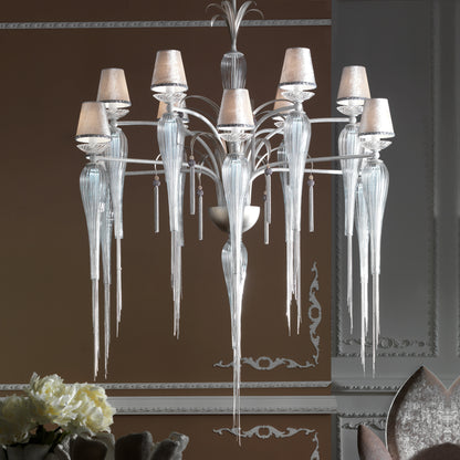 High End Italian Blown Glass Rhinestone Chandelier