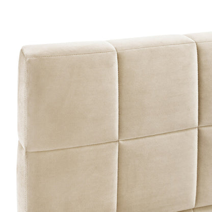 Beige Full Size Velvet Upholstered Daybed