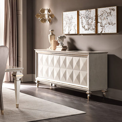 Italian Diamond Design Mother of Pearl Sideboard