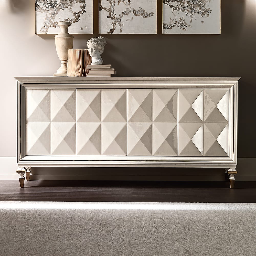 Italian Diamond Design Mother of Pearl Sideboard